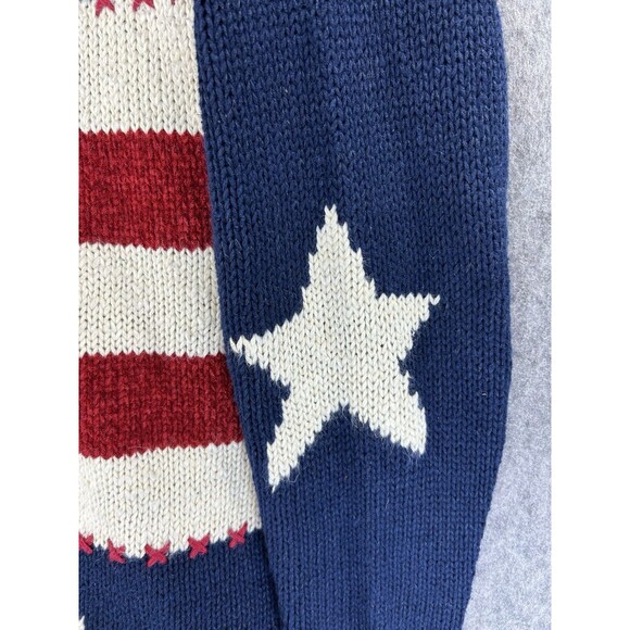 Marsh Landing Cardigan Size Medium Red Blue White USA Bear Stars Stripes Sweater - Picture 4 of 11